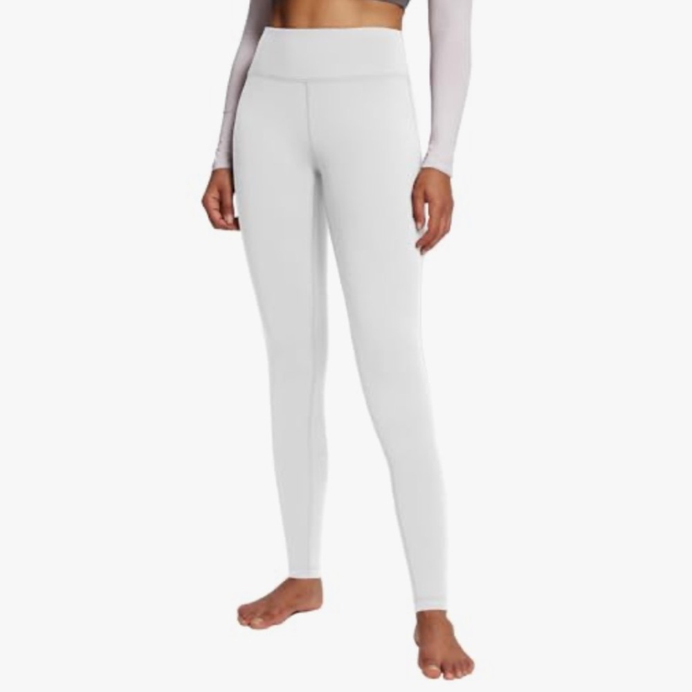 Baleaf High-Waist White Performance Fleece Lined Leggings